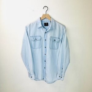 Wrangler Denim Chambray Button Down Shirt, Small